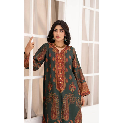 UA-215 " Printed Poly Silk Lawn Kaftan Style Co Ord Set Collection by Umnaa | Ready to Wear Pakistani Asian clothes