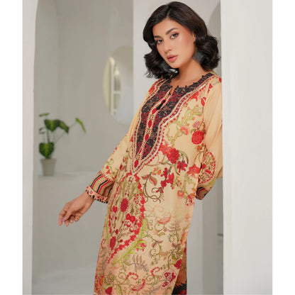 UMS-64 Pakistani Printed Lawn Kaftan Style 2 Piece Suit – Casual Summer Collection by Simrans