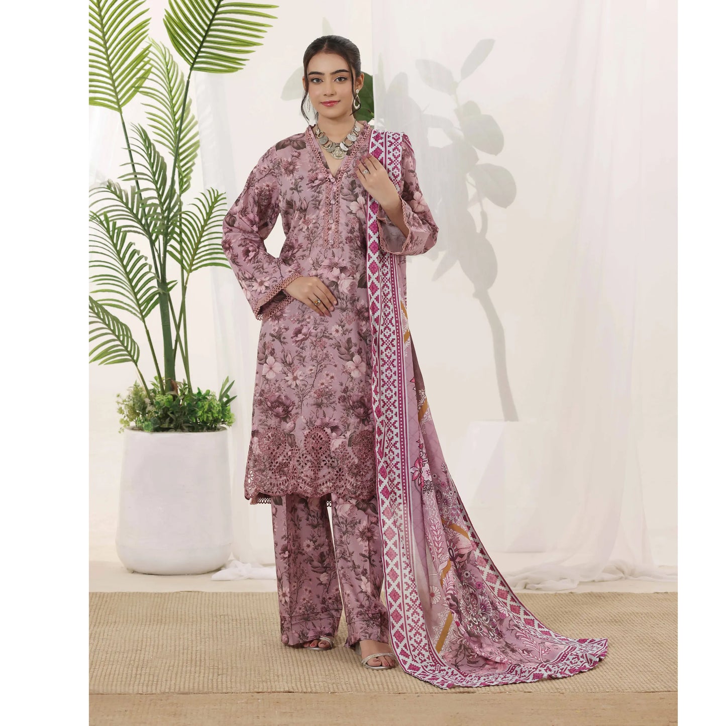 USN-22 Embroidered Chikankari Lawn 3 Piece Summer Collection by saphron | Ready to Wear Pakistani Asian Eastern wear