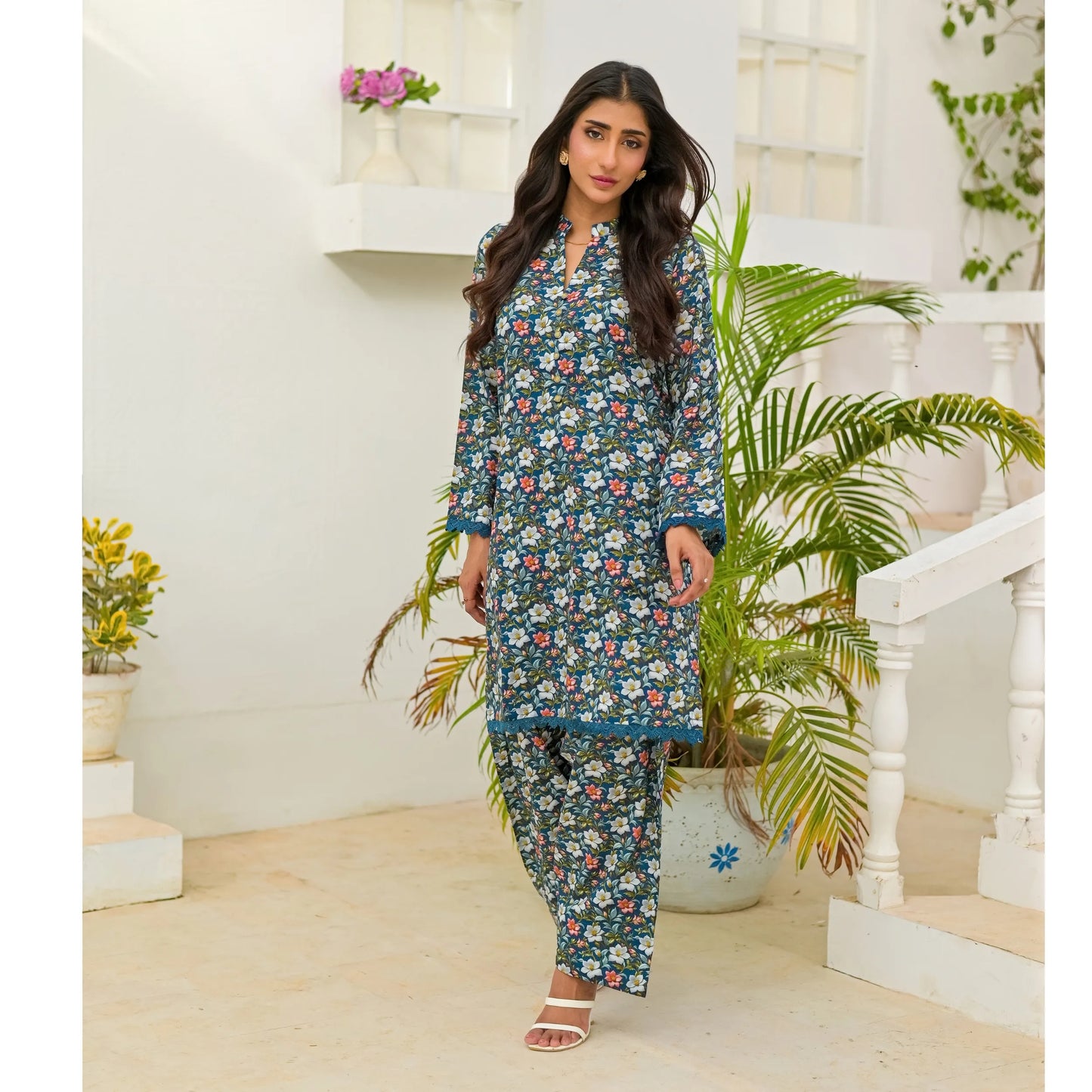 UA-248 Printed Lawn 2 Piece Co-Ord Set | Soft Breathable Summer Outfit | Casual Matching Shirt & Trouser Set by Umnaa