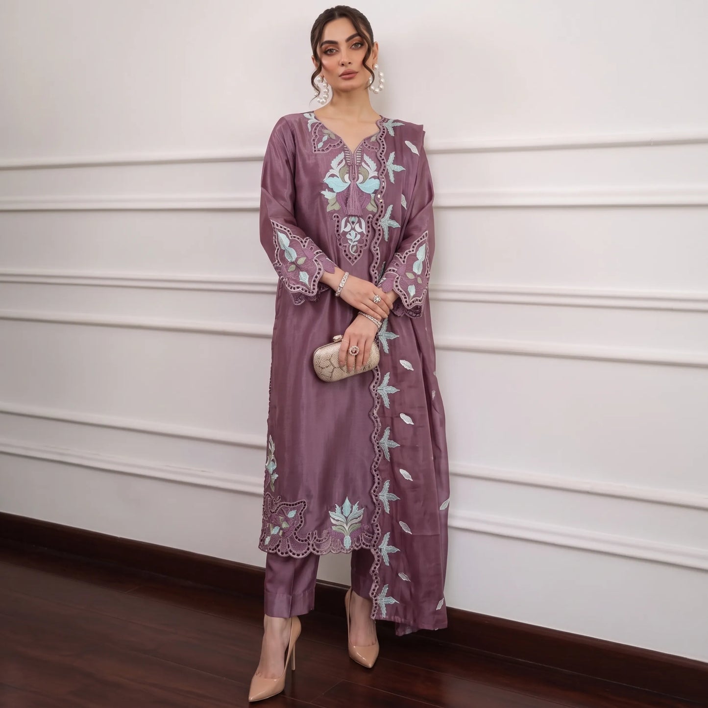 UA-265 Embroidered Festive Kaftan Sheesha Silk Collection by Umnaa | Pakistani Trendy Kaftan Asian Clothing