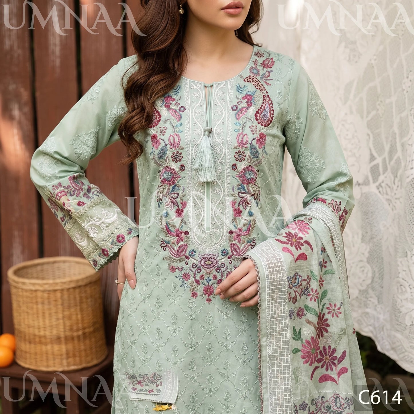 UA-269 Embroidered Cambric Cotton 3 Pc Collection | Umnaa