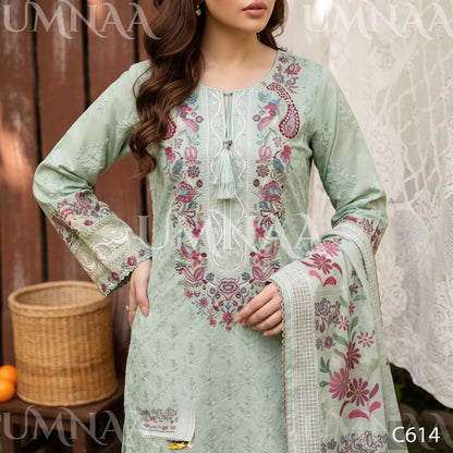 UA-269 Embroidered Cambric Cotton 3 Pc Collection | Umnaa