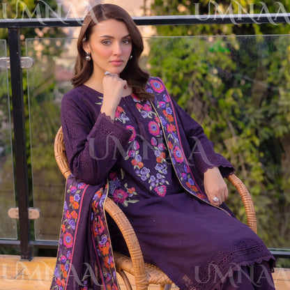 UA-270 Embroidered Cambric Cotton with Tulip Style Shalwar | Umnaa