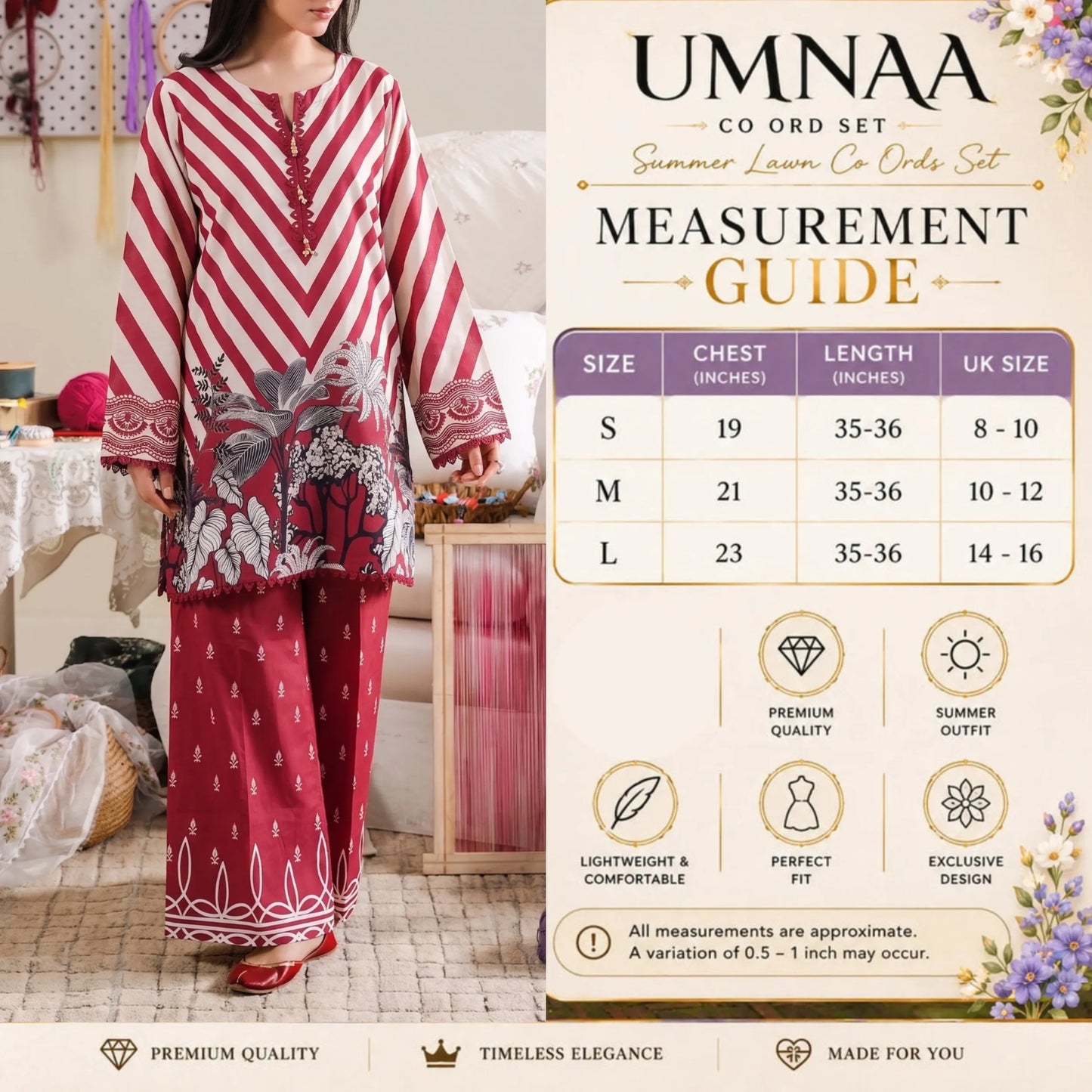 USN-28 Printed Lawn 2 Piece Co-Ord Set for Women | Soft Summer Casual Wear by Saphron