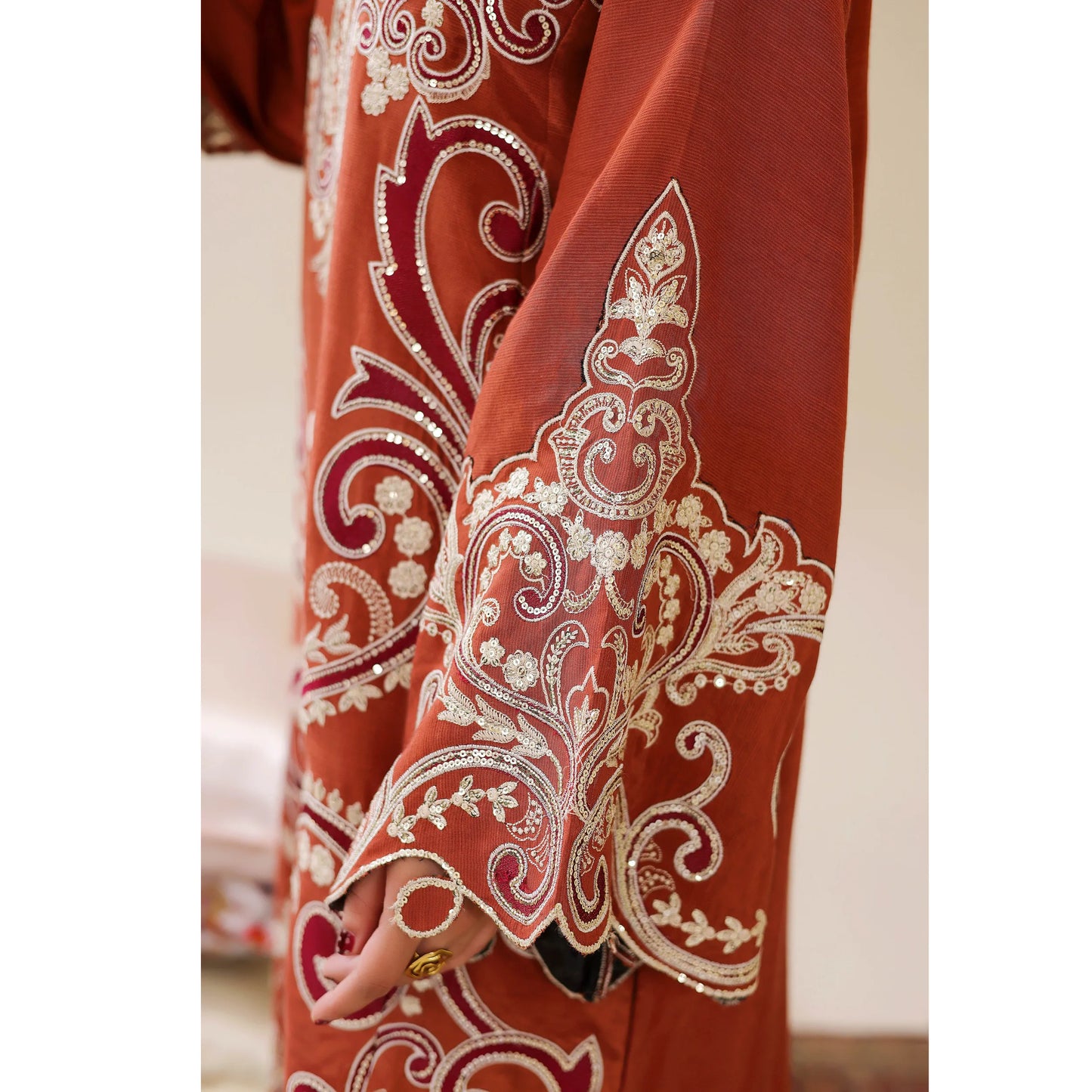 UAL-02 Embroidered Kaftan Raw Silk Co-Ord Set 2 Pc | Adan's Libas