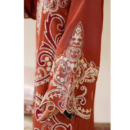 UAL-02 Embroidered Kaftan Raw Silk Co-Ord Set 2 Pc | Adan's Libas