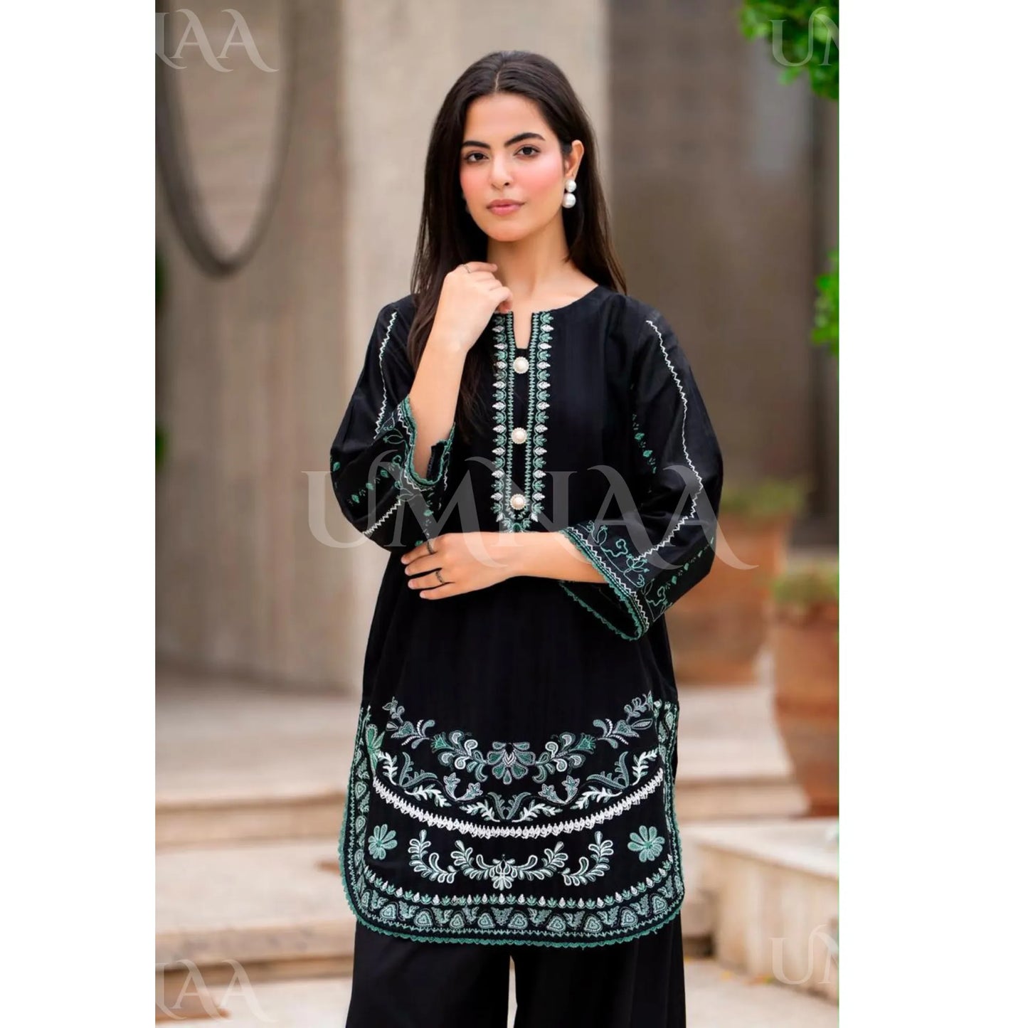 UA-277 Embroidered Trendy Cotton Co-Ord Set | Umnaa