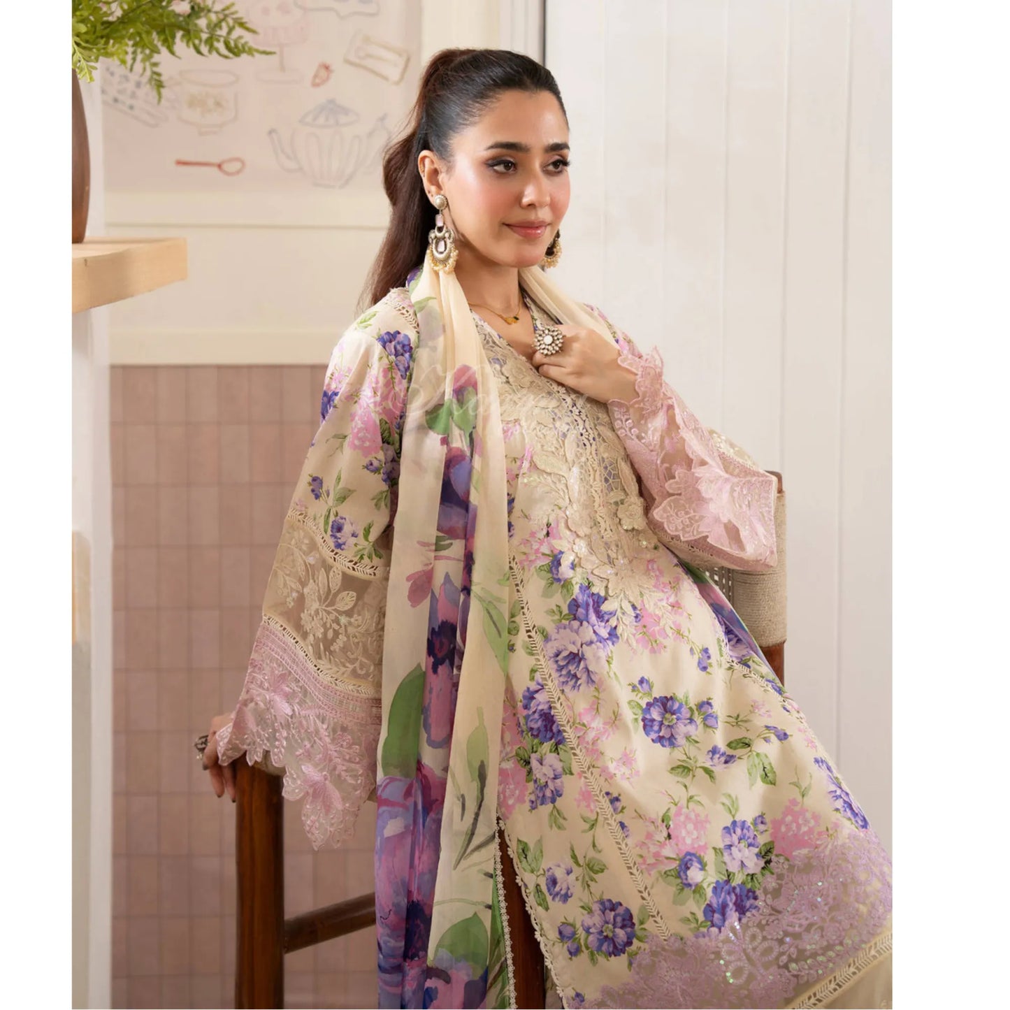 "Flora" Embroidered Lawn 3 Pc Collection | Karma Collection
