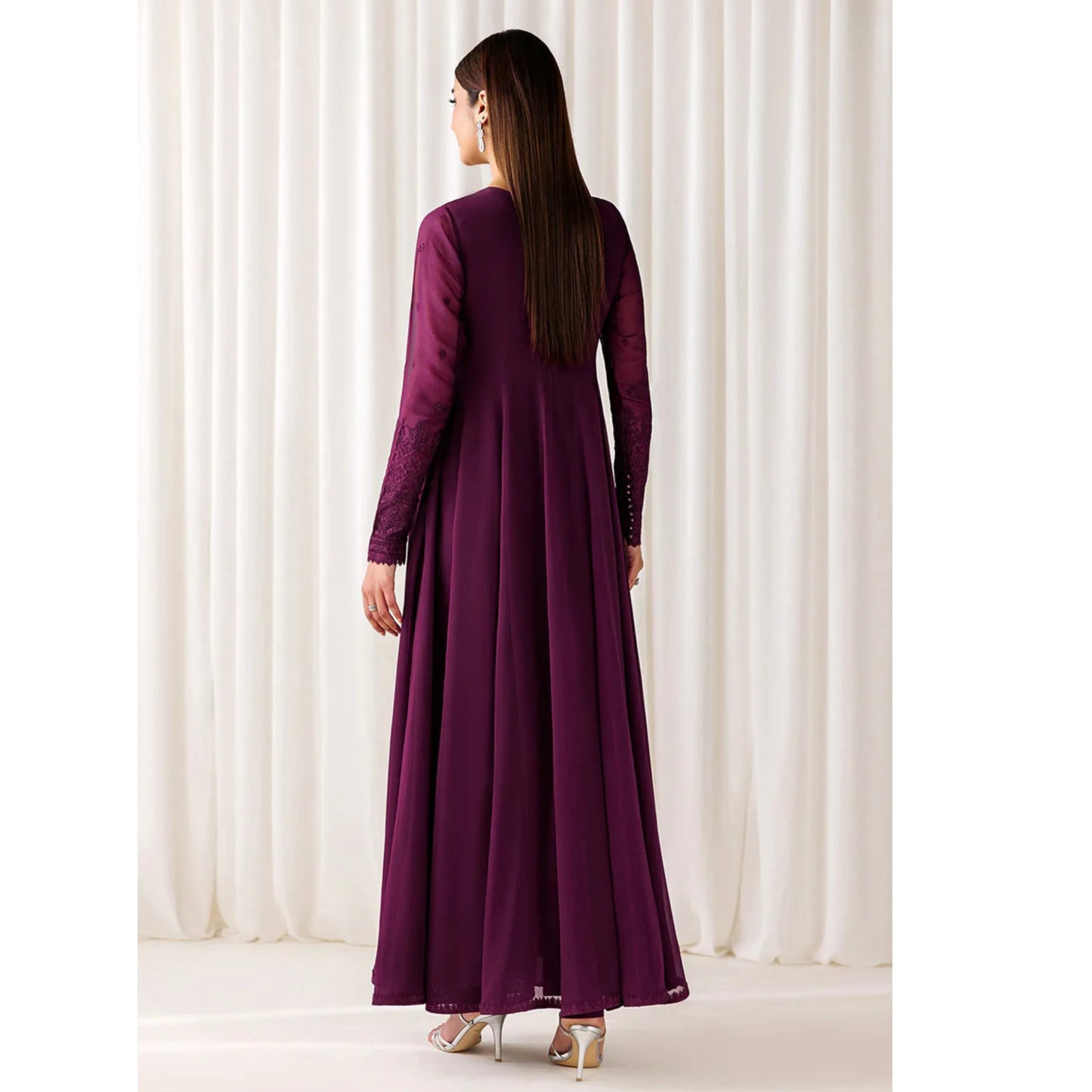 UA-281 Embroidered Chiffon Frock 3 Pc Collection | Umnaa