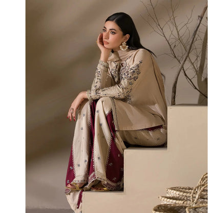 UA-282 Embroidered Raw Silk Luxury Sharara Collection | Umnaa