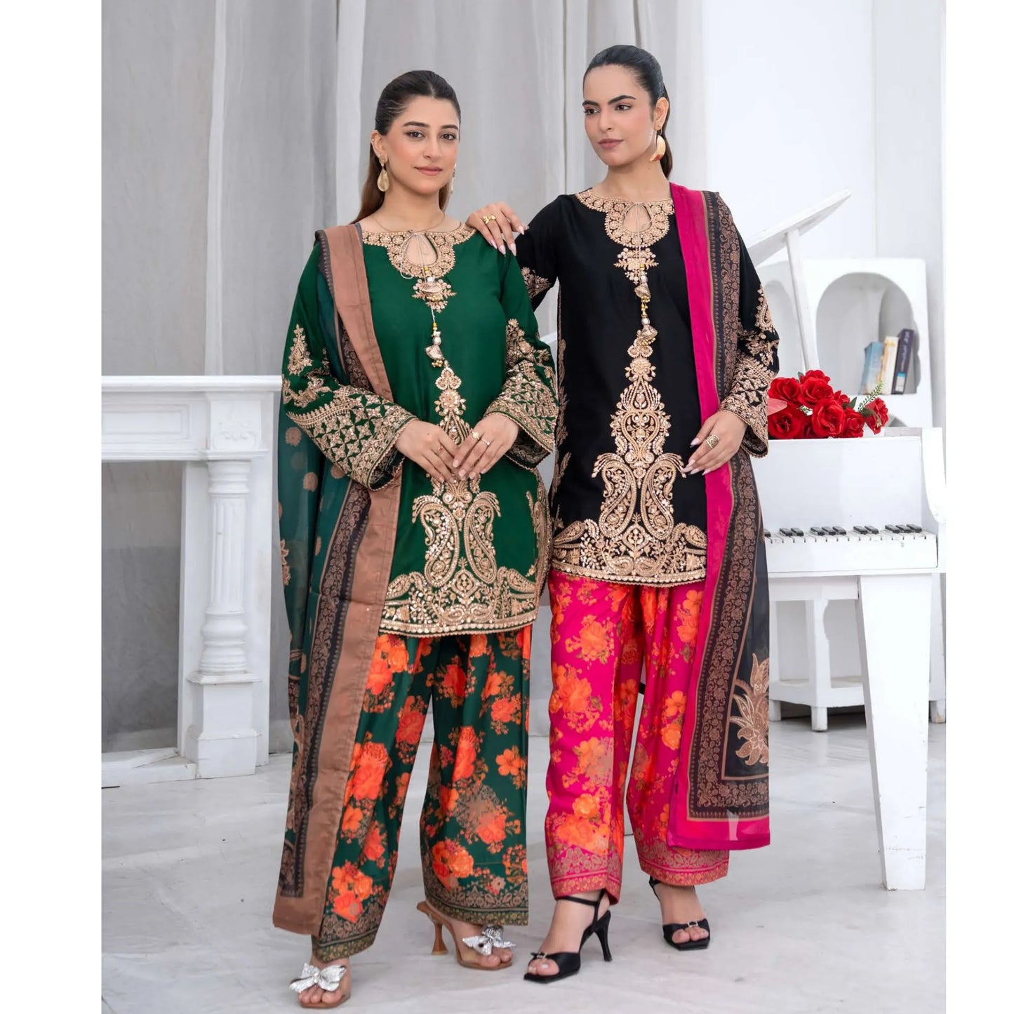 UTT-25 " Ethnic" Cambric Cotton 3 Pc Collection | Traditional Thread