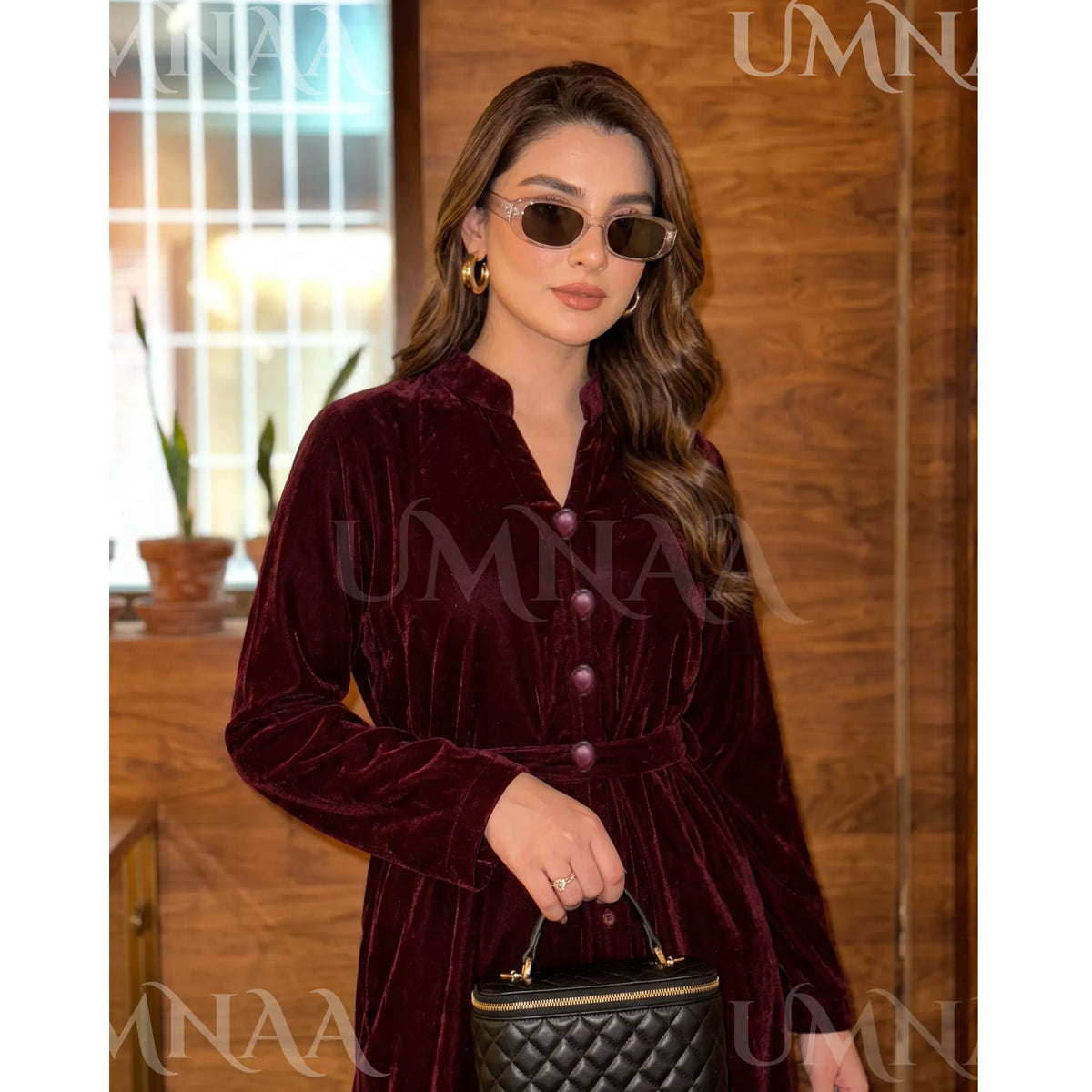 UA-301 Coat Style Velvet Co-Ords 2 Pc | Umnaa