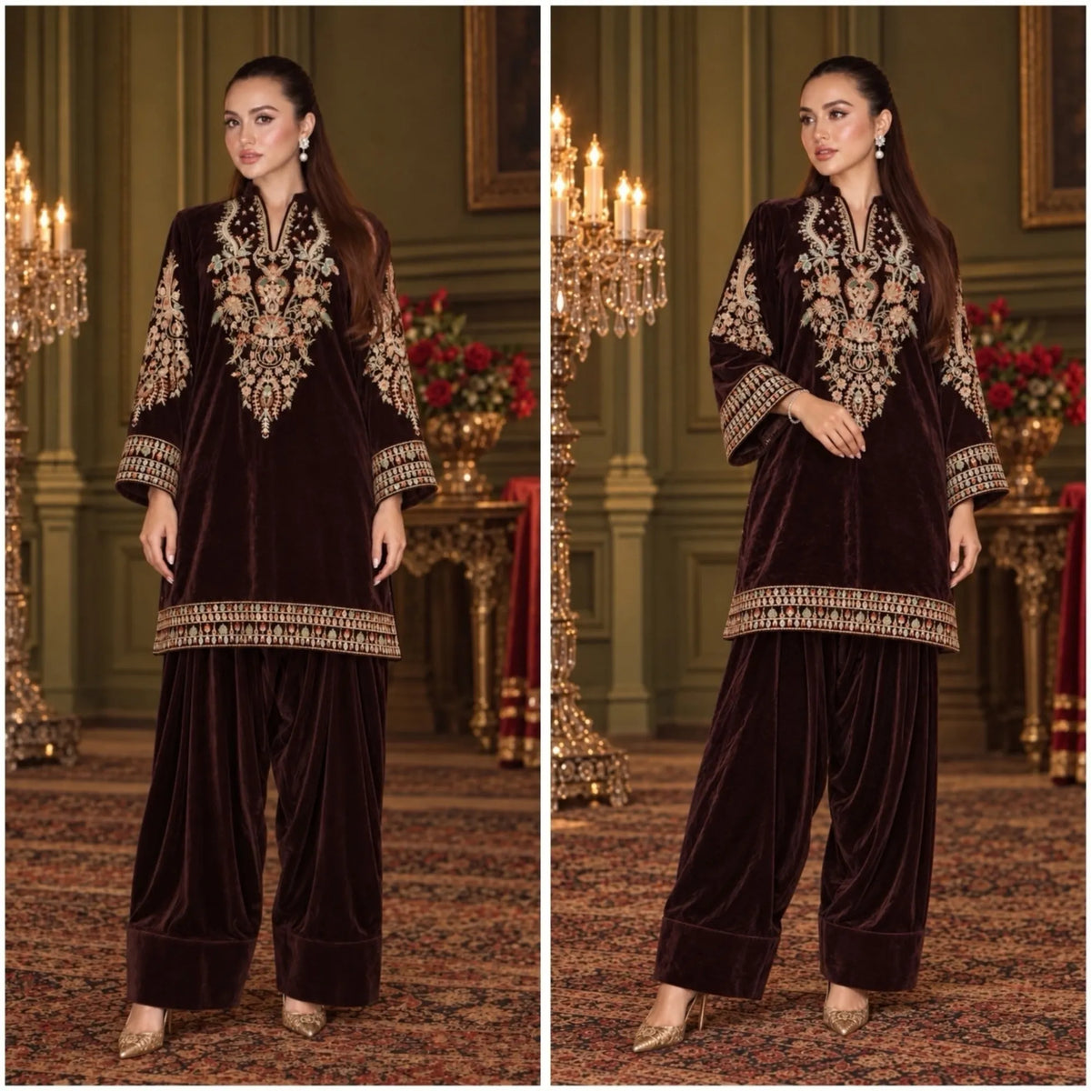 RA-42 Mehr-e-Noor Luxury Velvet Co-Ords | Raniya.h
