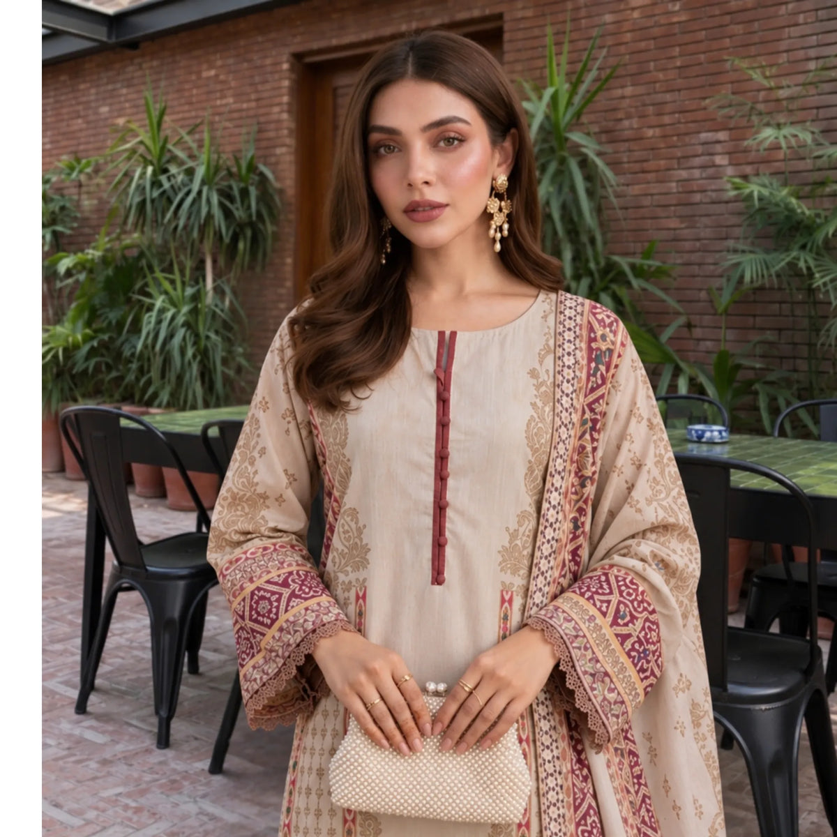 UA-325 Printed Kaftan Khaddar Style 3 Pc Collection | Umnaa
