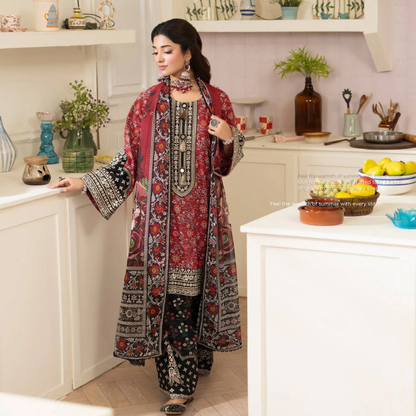 "Gulmahar" Embroidered Lawn Farshi Shalwar Collection by karma Collection