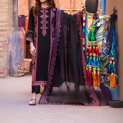 UCA-15 3 Pc Embroidered Cambric Cotton Ready to Wear Eid Collection by Casuallite