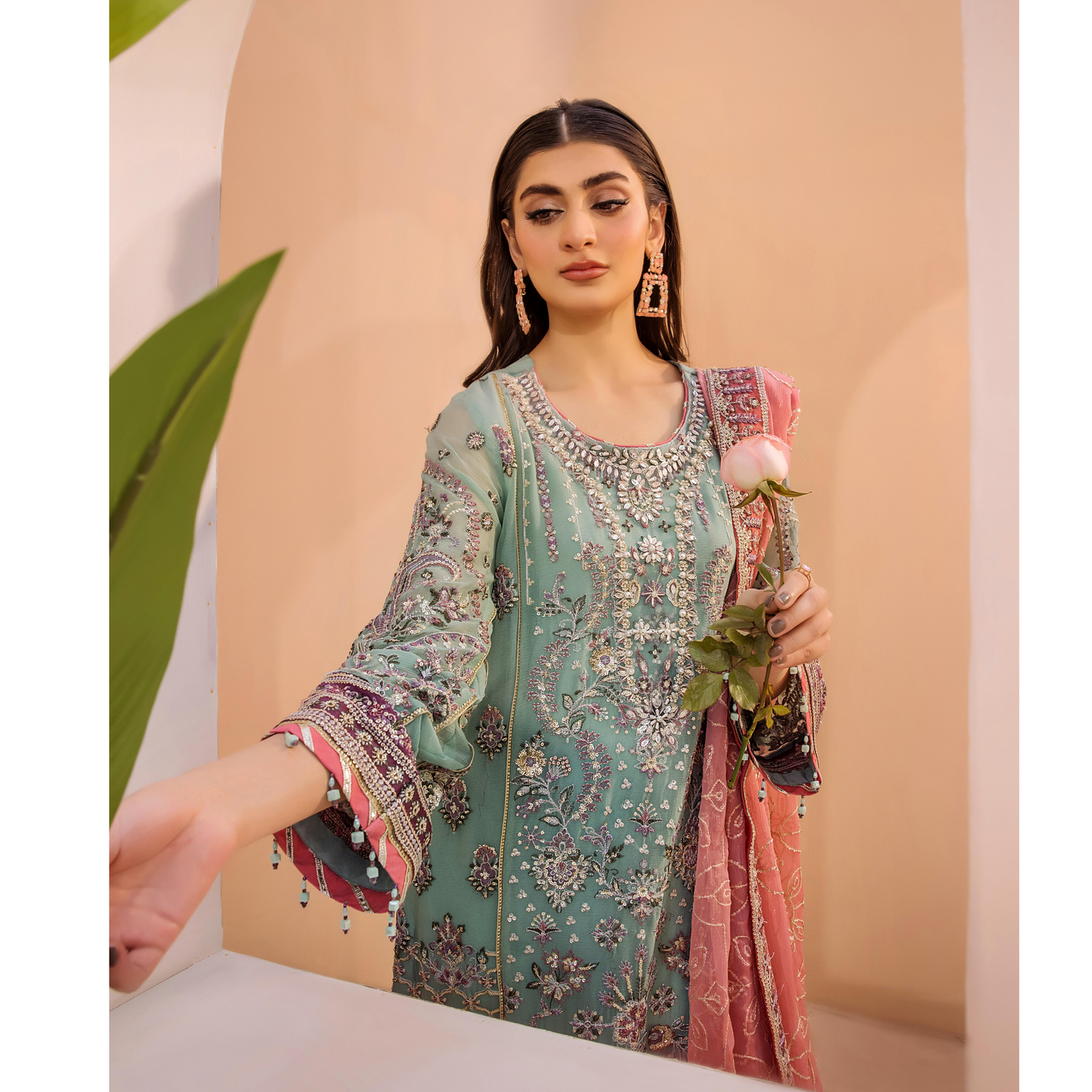UTT-10 "Chantelle" Embroidered Chiffon Festive Collection by Traditional Thread