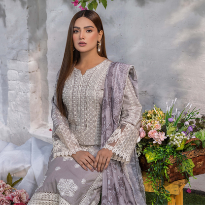 UTT-05 Embroidered Cambric Cotton 3 Pc Ready to wear Collection | Traditional Thread