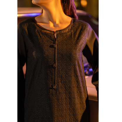 UCA-18 2 Pc Casual Cotton Farshi Shalwar Chikenkari Co-Ords Set | Ready to Wear | Casuallite