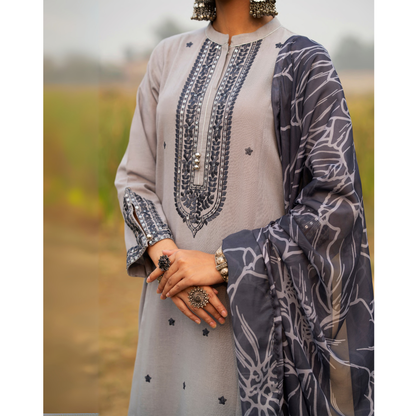 3 Pc Embroidered Khaddar Ready to Wear Collection by Casuallite | UMCAE0901
