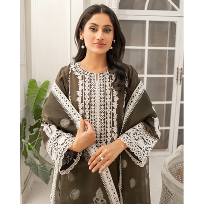 UA-53 Embroidered Viscose Linen 3 Pc Pakistani Dress | Ready to wear | UMNAA