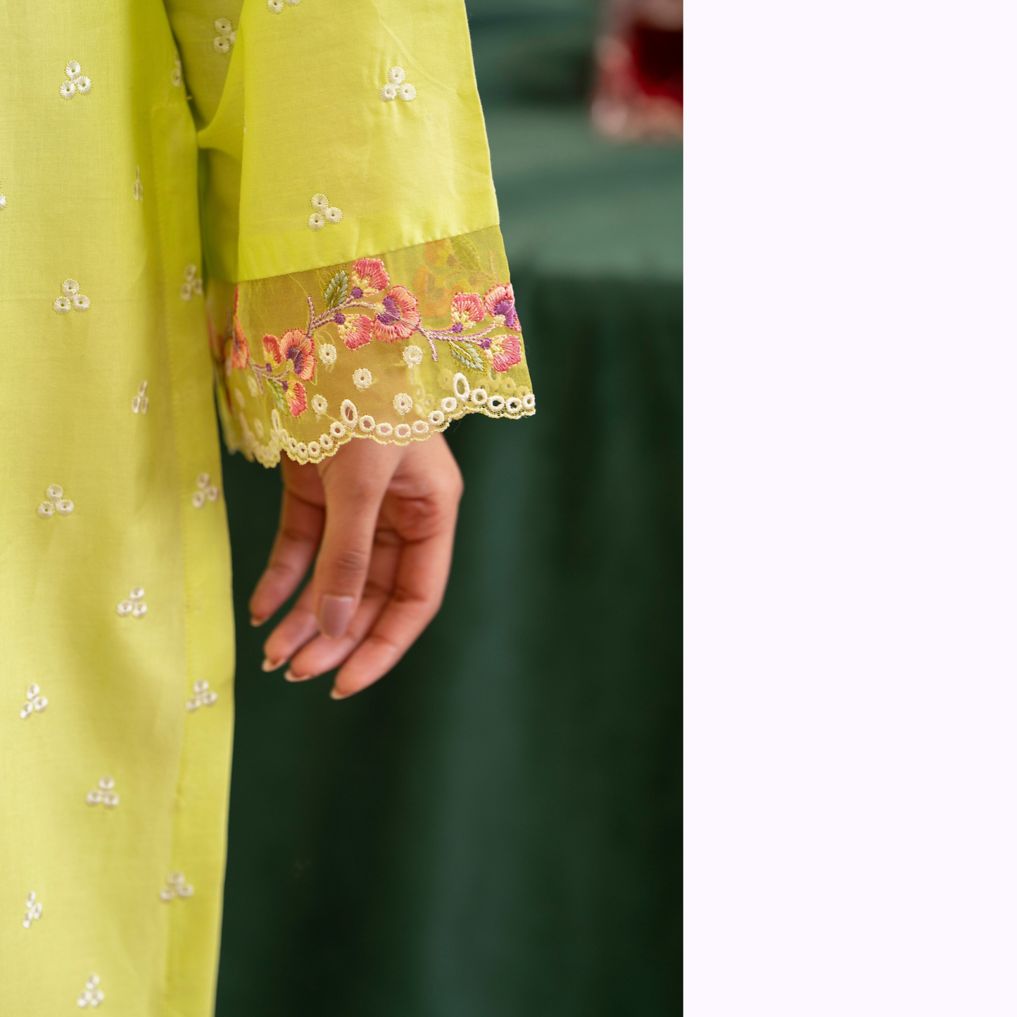 UKC-24 (Avacado Green) Chikenkari Cambric Cotton Ready to Wear Eid Collection 3 Pc - Karma Collection