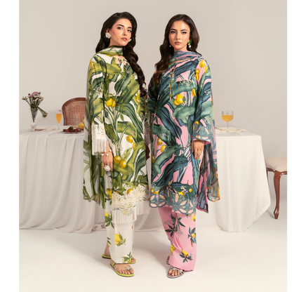 UA-94 3 Pc Embroidered Printed Summer Lawn | Ready to Wear | Umnaa