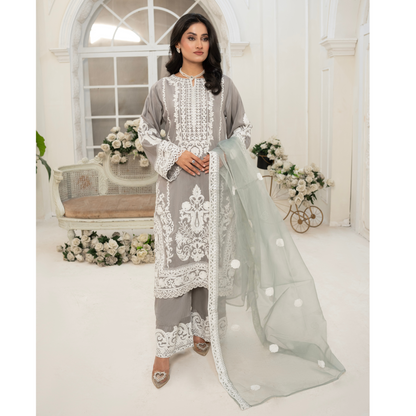 UA-53 Embroidered Viscose Linen 3 Pc Pakistani Dress | Ready to wear | UMNAA