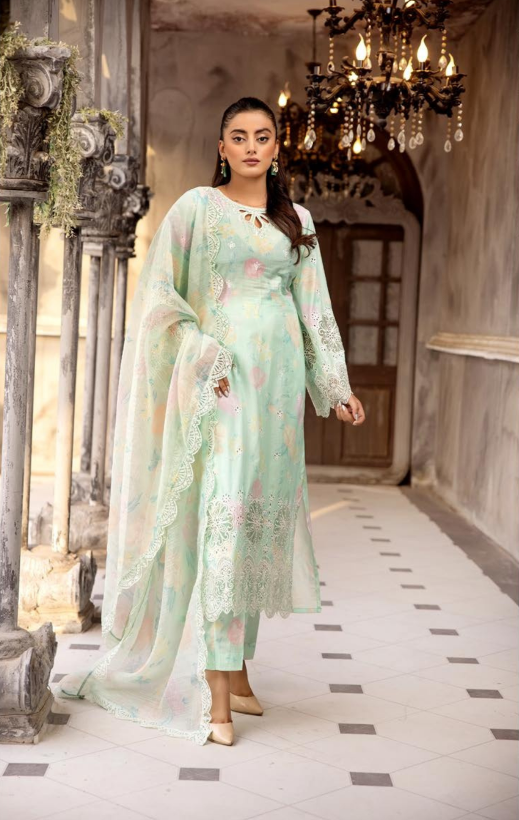 Sea Mist 3 Pc Chikankari Lawn Collection | SIMRANS