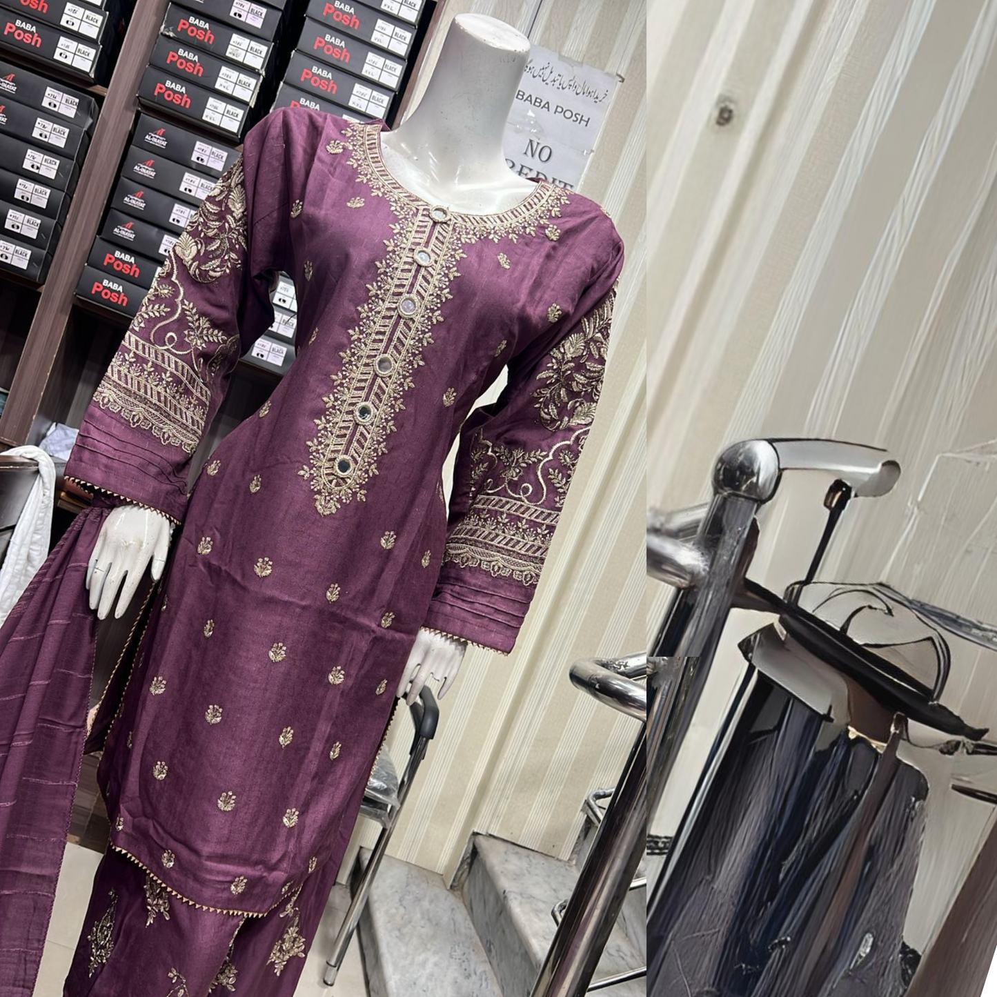 Embroidered Dhanak Dress with Pashmina Shawl | Ready to Wear Winter Collection UMNAA