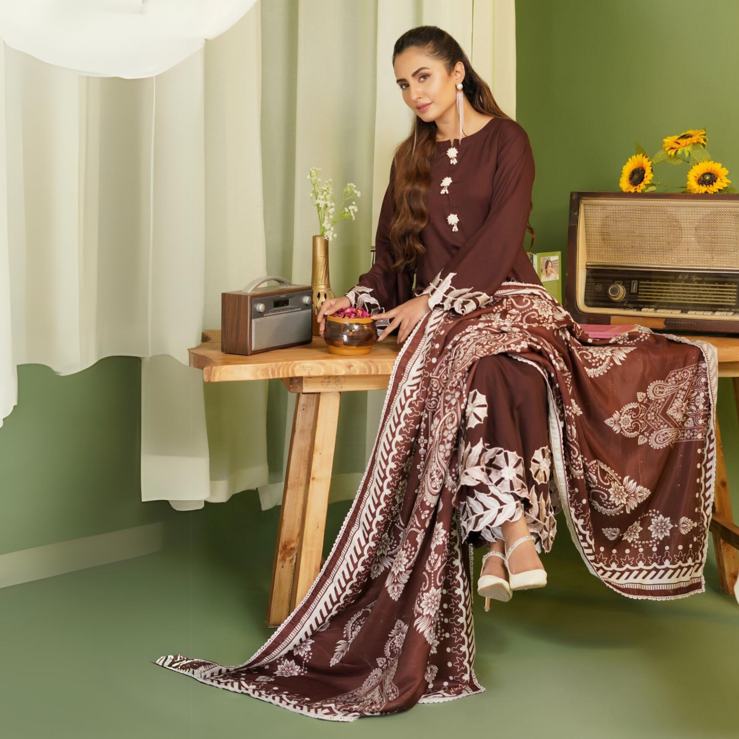 3 Pc Winter Linen Collection with Wool Shawl | Winter Collection | SIMRANS