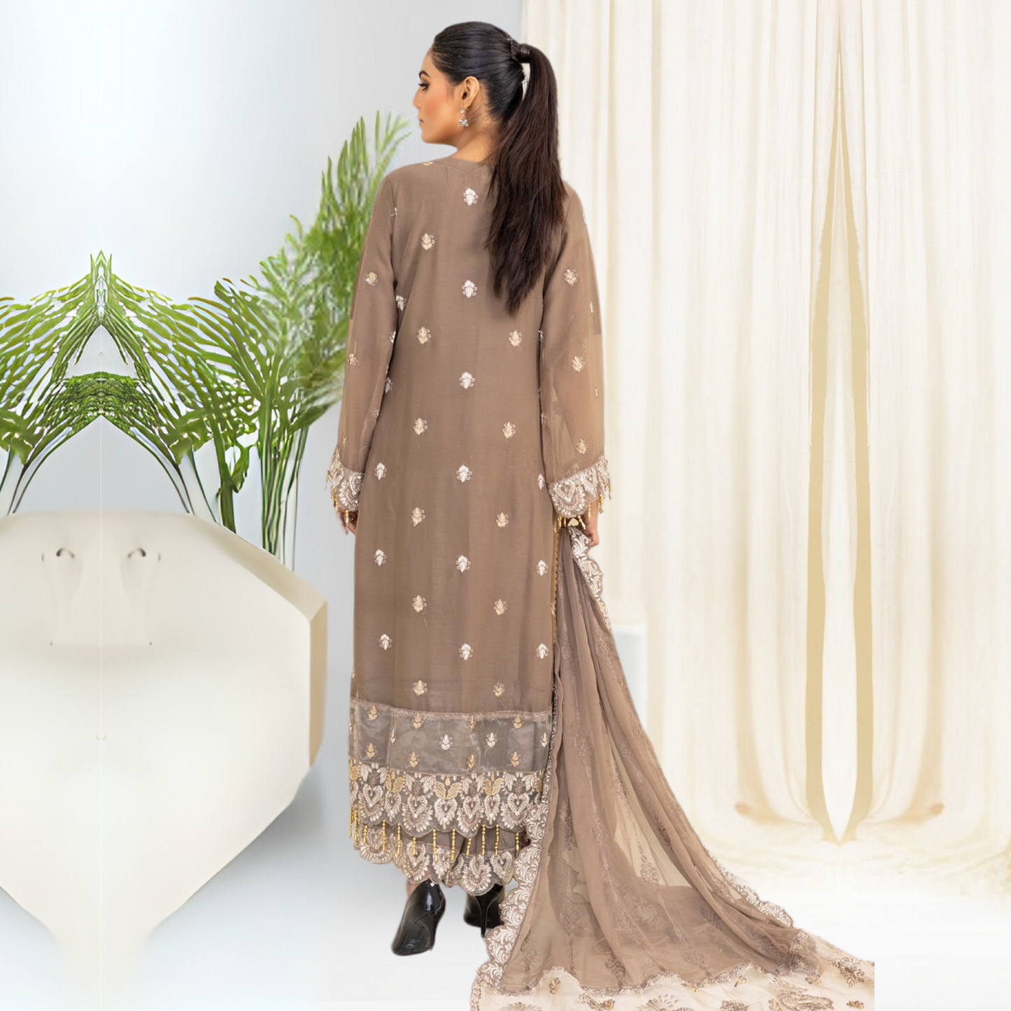 Luxury Embroidered Chiffon Dress 3 Pc | Winter Collection | Rangz | UMRGZ3601