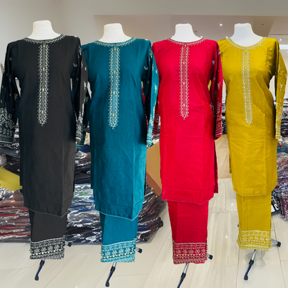 2 Pc Embroidered Khaddar Co-Ord Set  | Ready to wear| Hayats