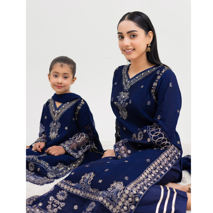 UMRZ-41 3 Pc Luxury mother daughter Embroidered Chiffon Collection-Rangz