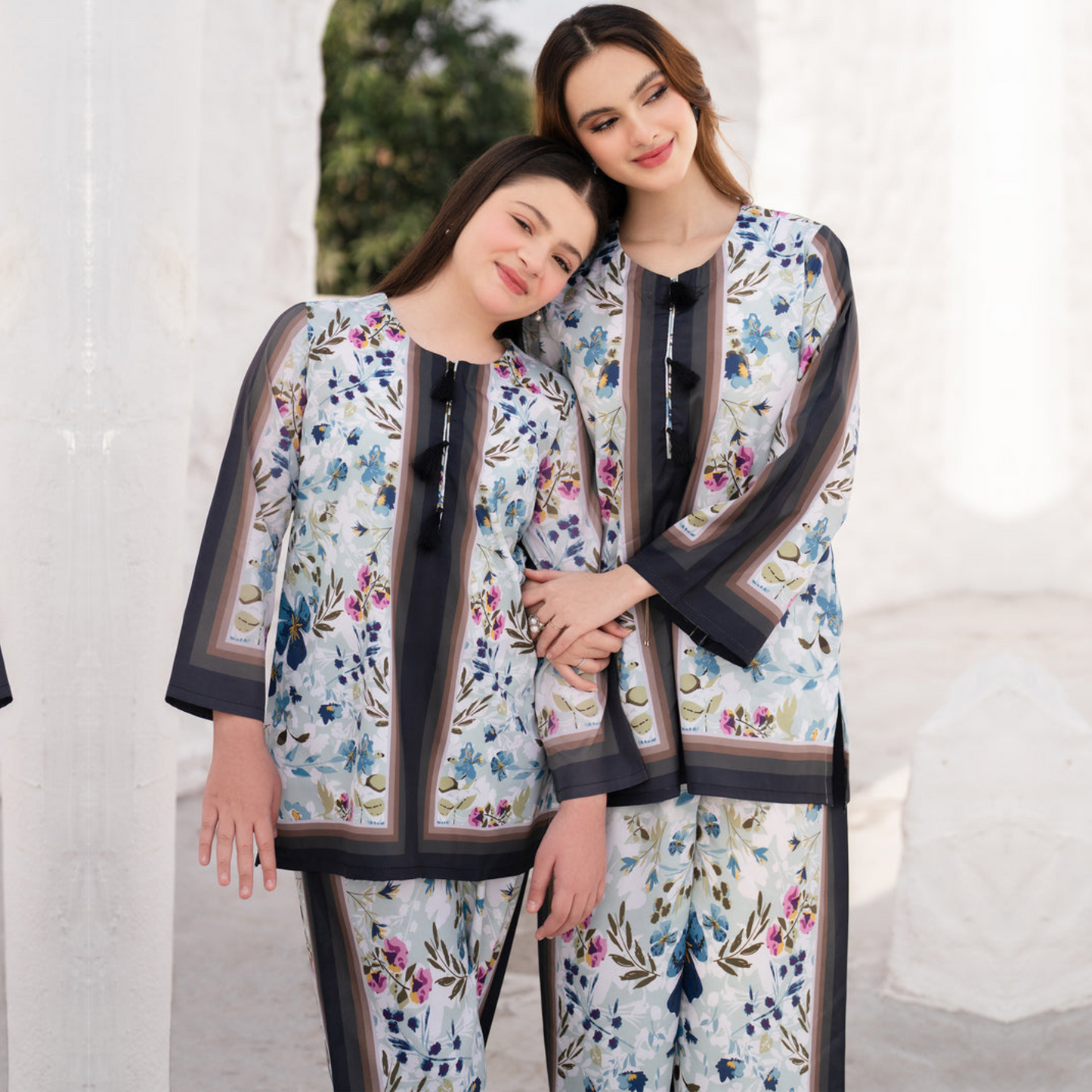 2 Pc Mother & Daughter Pakistani Printed Co-ord Set Collection by Garnet