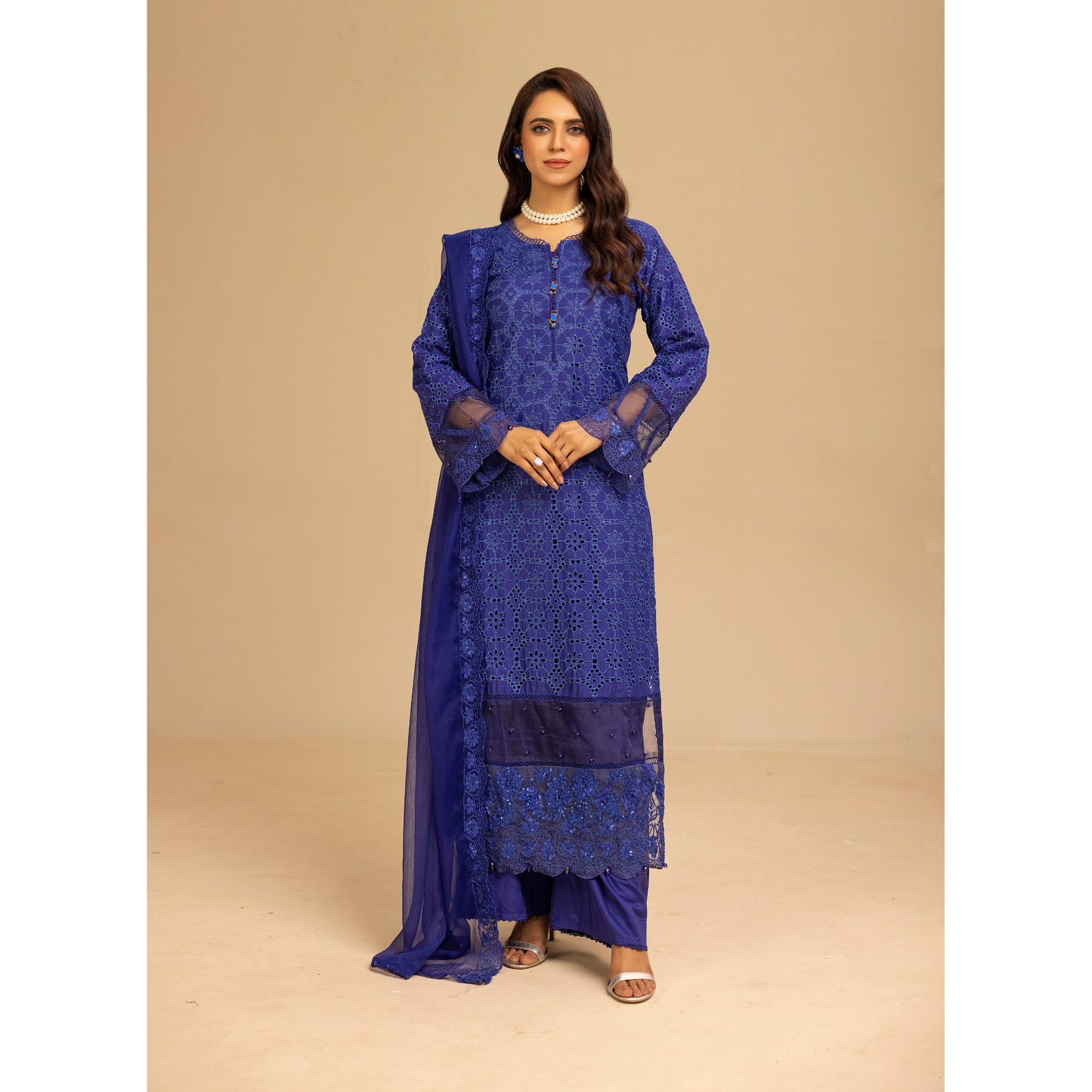 UMS-18 Embroidered Linen Chikenkari 3 Pc Pakistani Dress | Ready to wear | Simrans