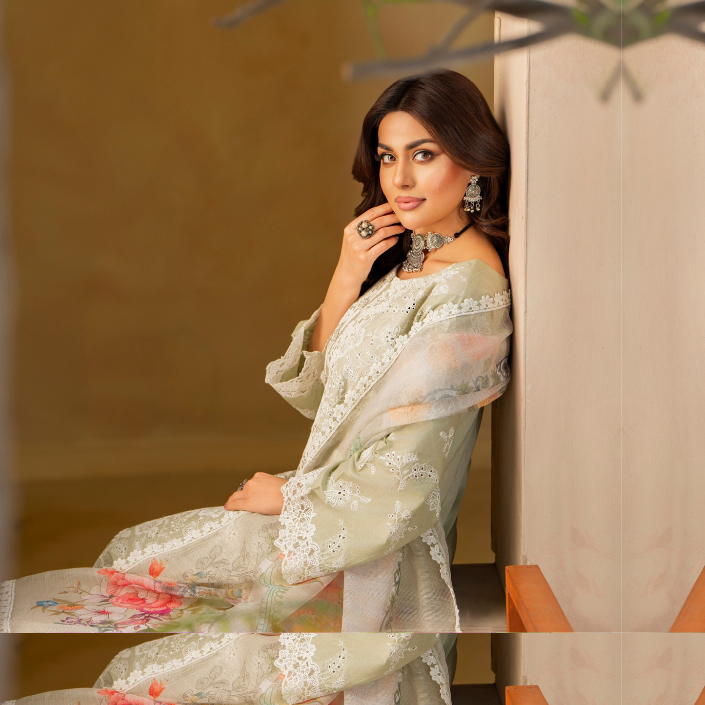KC-1443 Embroidered Chikankari Cambric Cotton Dress Ready to Wear 3 Pc - Karma Collection