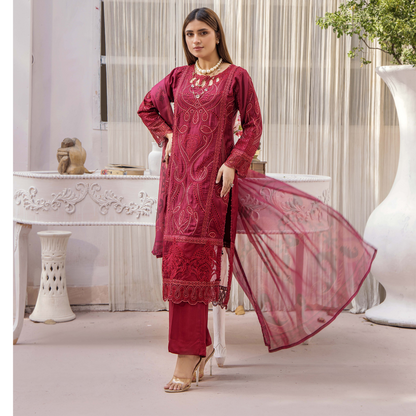 UTT-02 Embroidered Viscose 3 Pc Pakistani Dress | Eid Ready to wear | Traditional Thread