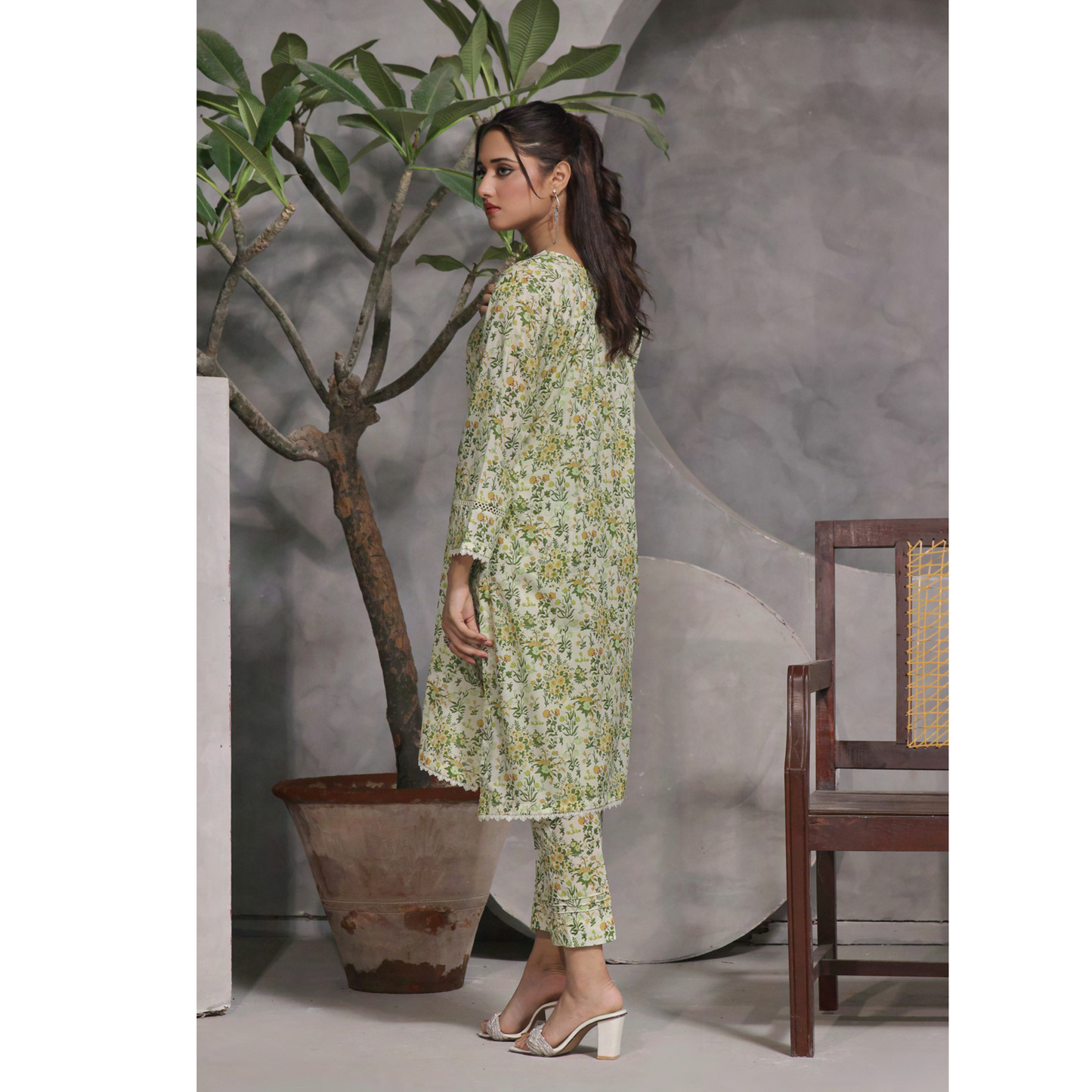 2 Pc Ready to wear Printed Lawn Co-Ords Dress - Saphron