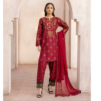 UMS-19 Embroidered Lawn 3 Pc Pakistani Dress | Ready to wear | Simrans