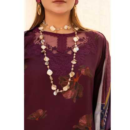 RA-24 Embroidered Printed Dhanak dress with Wool Shawl  by Raniya.h