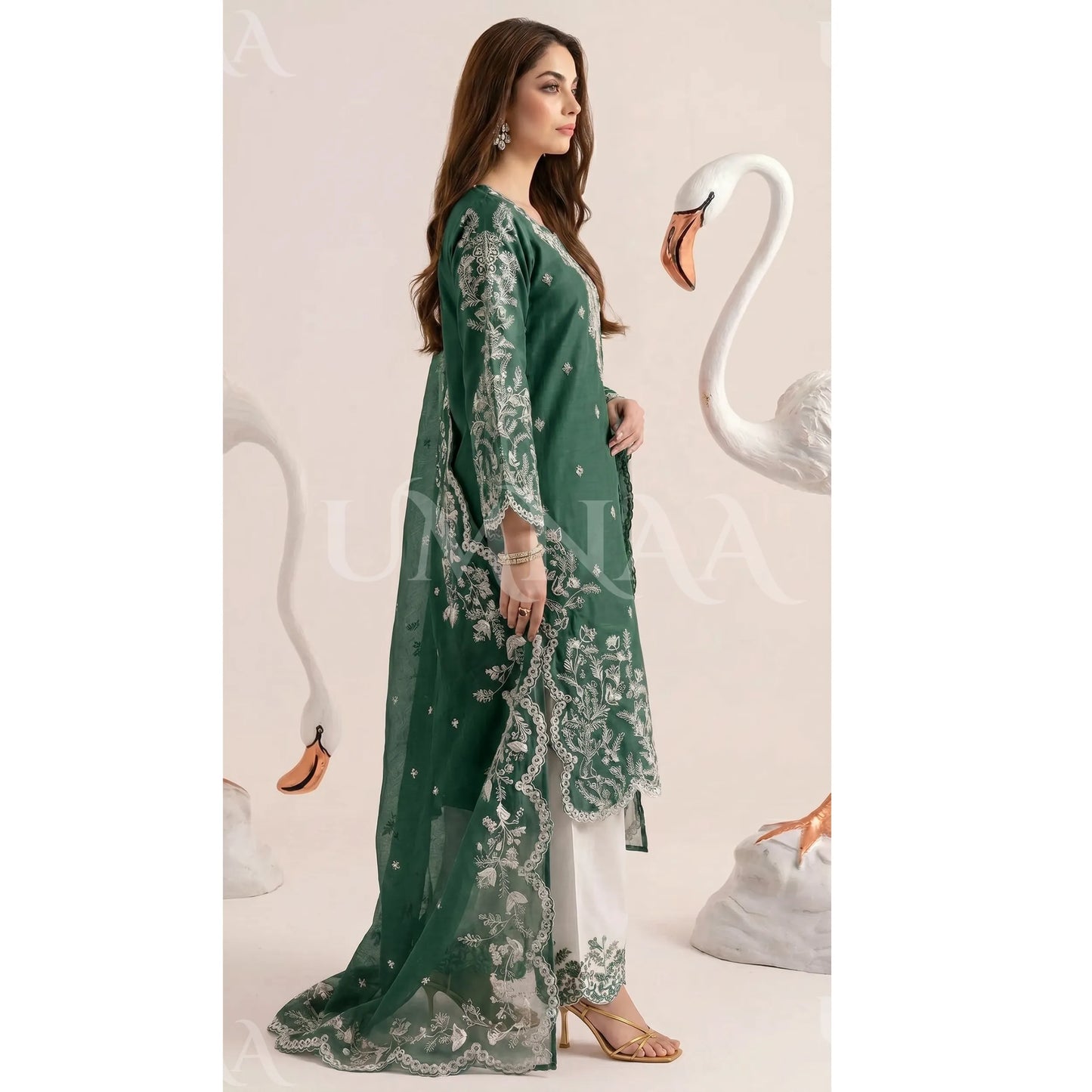 UA-190 Embroidered Cotton Collection 3 Piece | Ready to Wear | Asian clothes