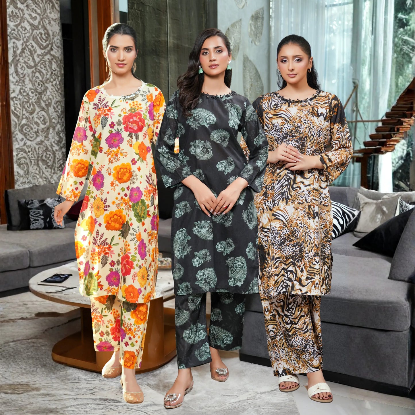UMS-61 "Limelight" by Simrans Printed Lawn Co Ord Set Collection | Ready to Wear Pakistani Asian clothes