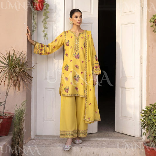 UA-194 Embroidered Cotton Farshi Shalwar Collection by Umnaa | Ready to Wear Pakistani Asian Clothing