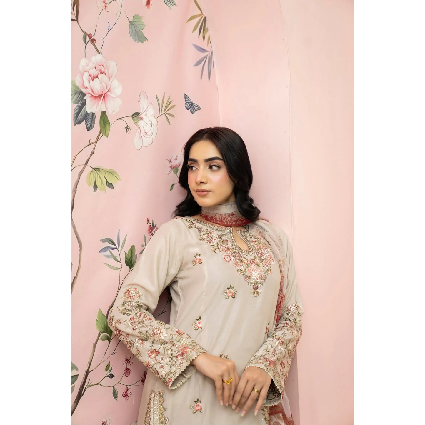 UMRZ-60 Maharani Festive Embroidered Linen with printed Sharara collection by Rangz | Ready to Wear Pakistani Asian clothes