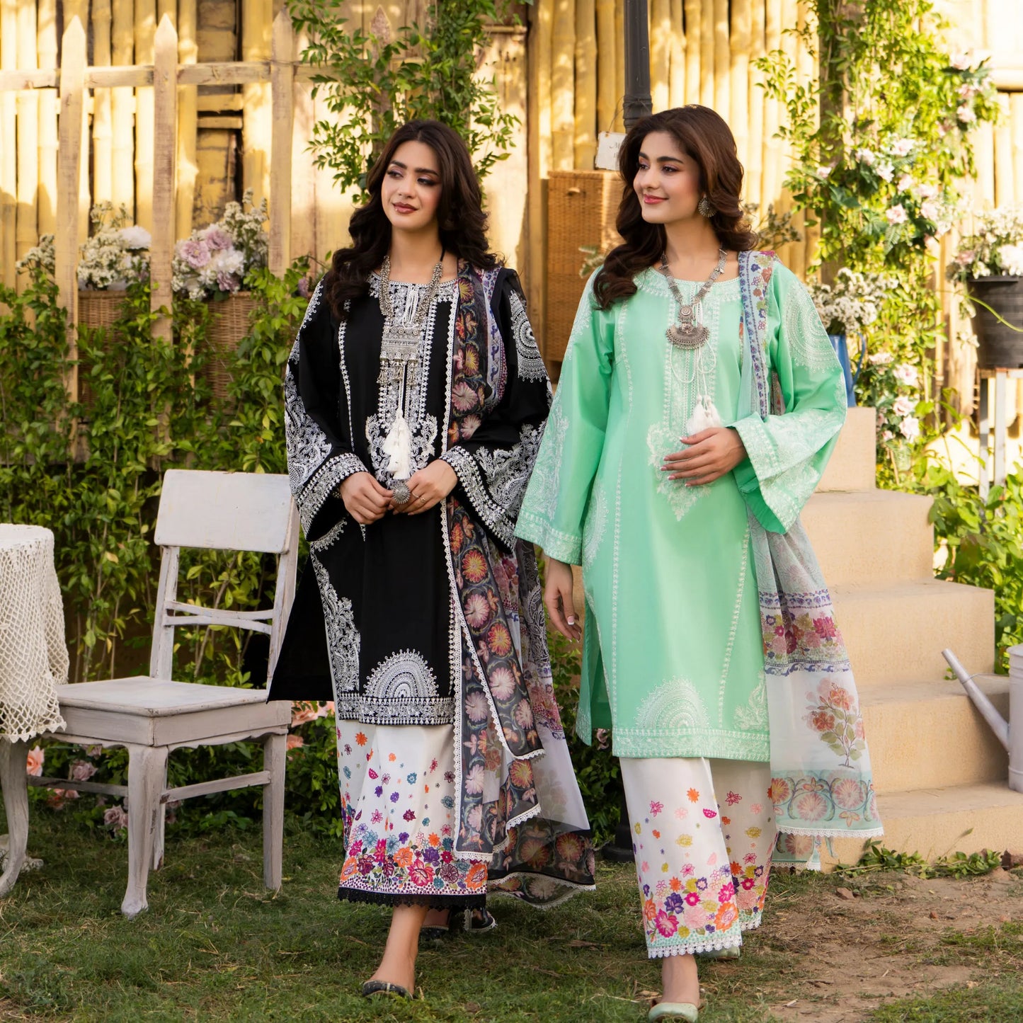KC-1574 "Sunheri" Embroidered Festive Cambric Cotton Collection by Karma Collection