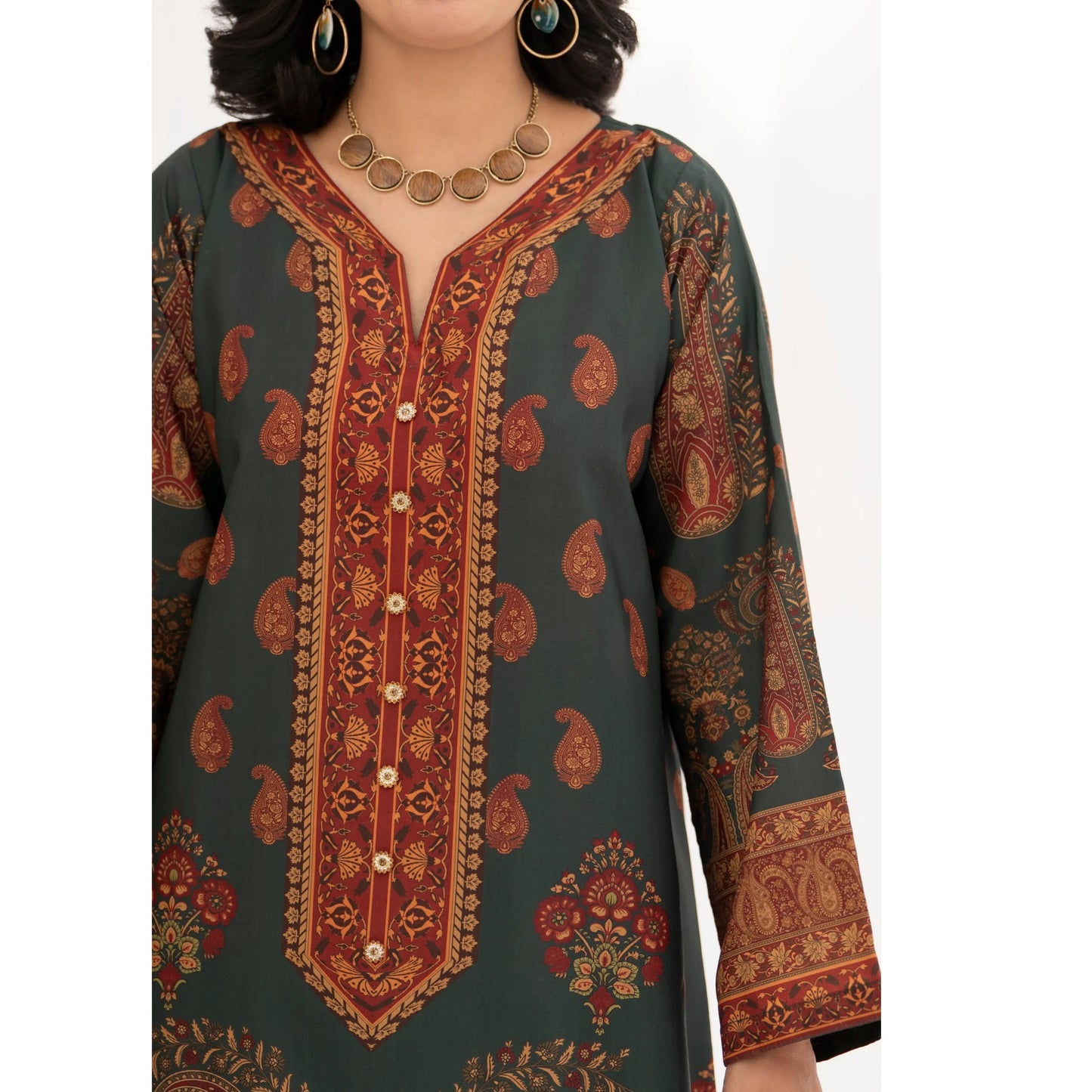 UA-215 " Printed Poly Silk Lawn Kaftan Style Co Ord Set Collection by Umnaa | Ready to Wear Pakistani Asian clothes