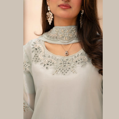 RA-36 Embroidered Sheesha Silk 3 Piece Suit | Premium Embroidered Silk Dress with Dupatta | Women's Party & Festive Wear