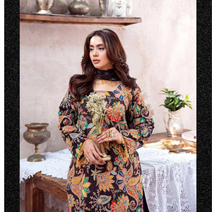 UA-225 Trendy Indian Armani Silk 3 Piece Suit by Umnaa | Embroidered Kameez with Shamoos Silk Shararah & Apple Silk Dupatta | Festive & Party Wear
